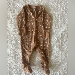 Quincy Mae Brown Magnolia Flower Pajama Footie